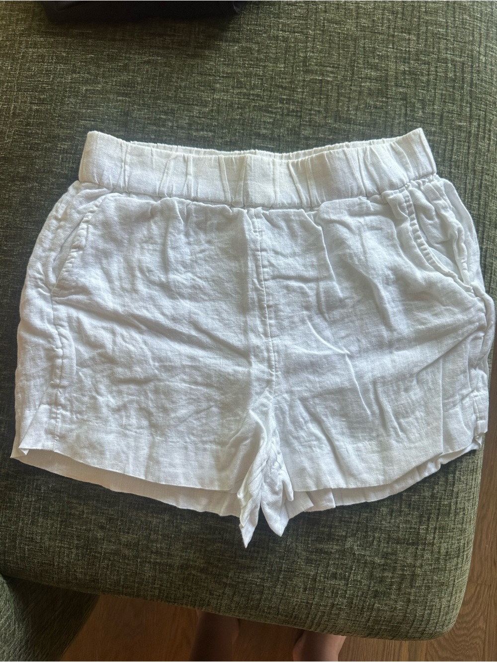 J. Crew White High-Waist Linen-Blend Women’s Shorts